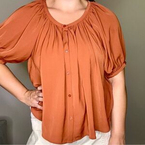 Abercrombie Button-Through Puff Sleeve Top
